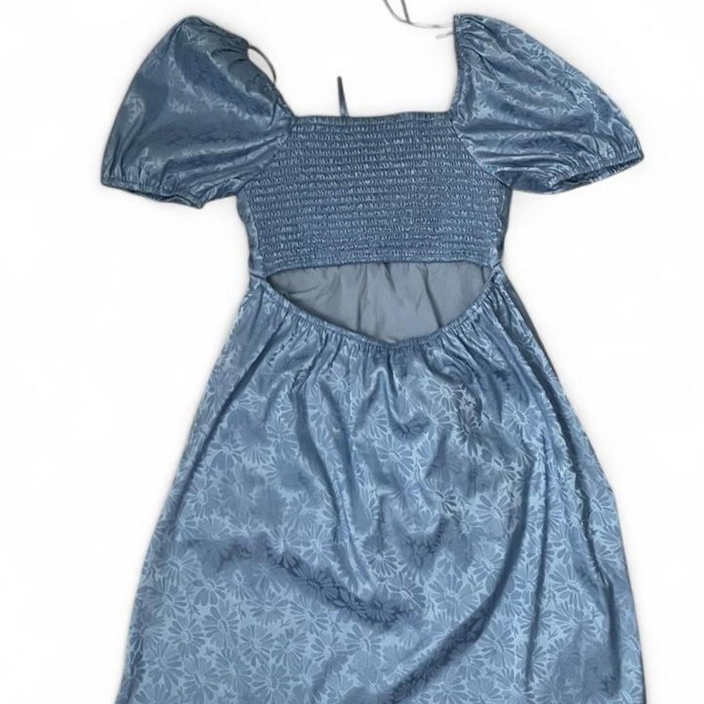 ALTAR'd State Blue Puff Sleeve Scrunch Floral Mini Dress - Picture 4 of 4